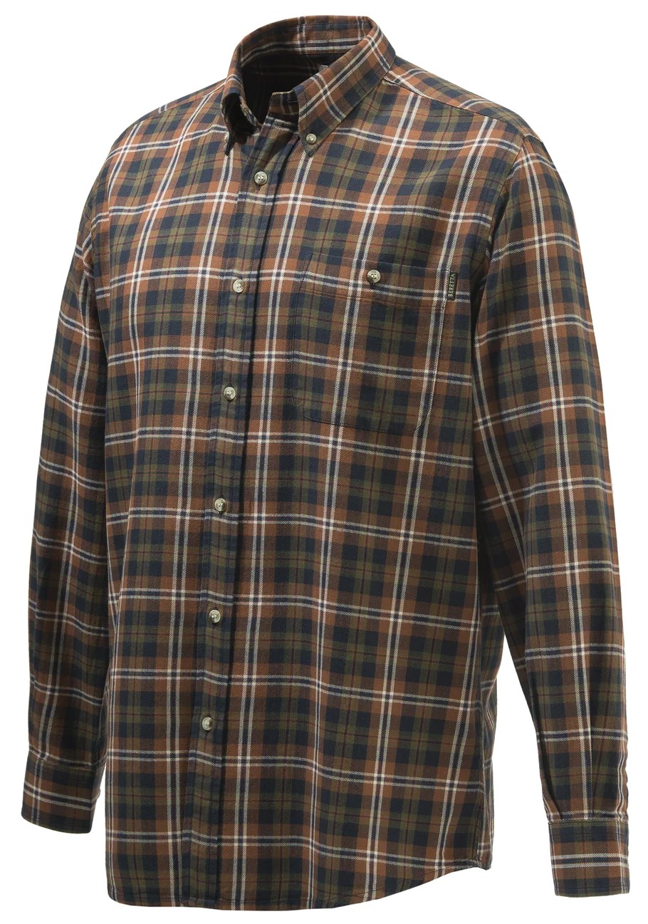 ФЛАНЕЛЕВАЯ РУБАШКА BERETTA WOOD FLANNEL BUTTON DOWN TOBACCO